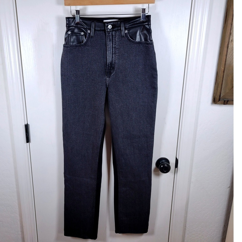 Abercrombie & Fitch The Ankle Straight Uktra High Rise Faux Leather Size 24/XL